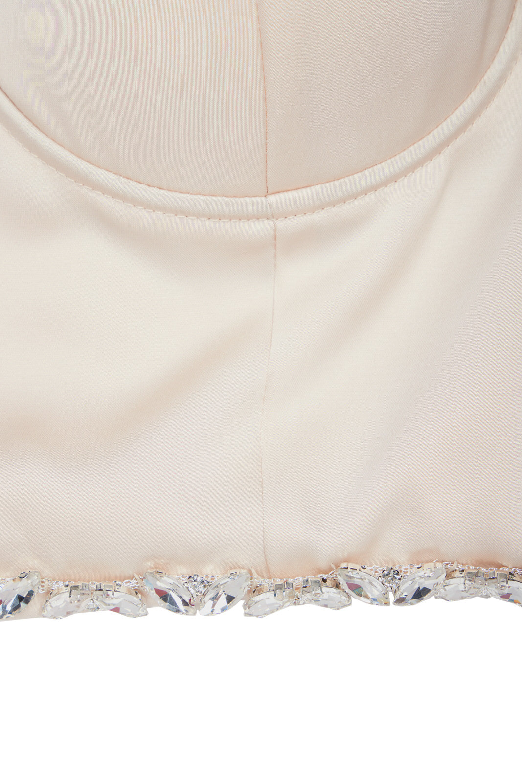 Champagne Satin Embellished Bustier Top - 100% Cupro Lining