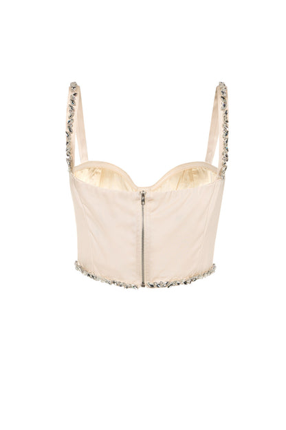 Sustainable luxury satin bustier top