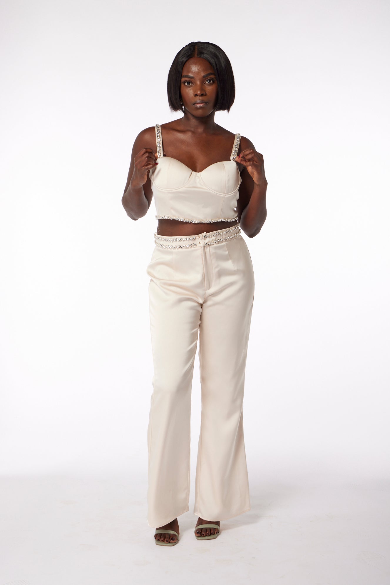 Sustainable luxury satin bustier top
