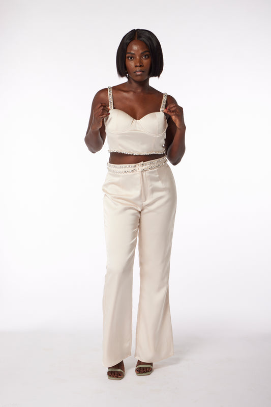 Sustainable luxury satin bustier top