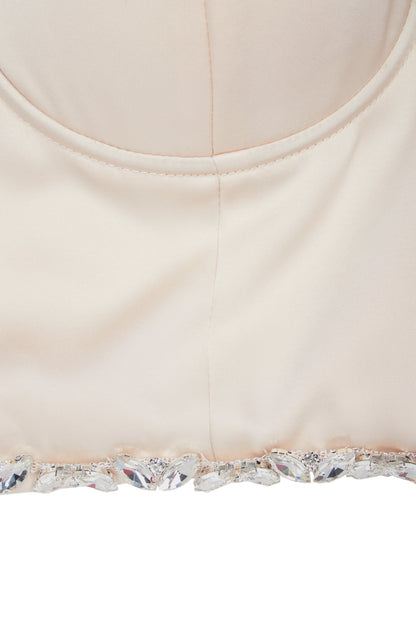 Sustainable luxury satin bustier top